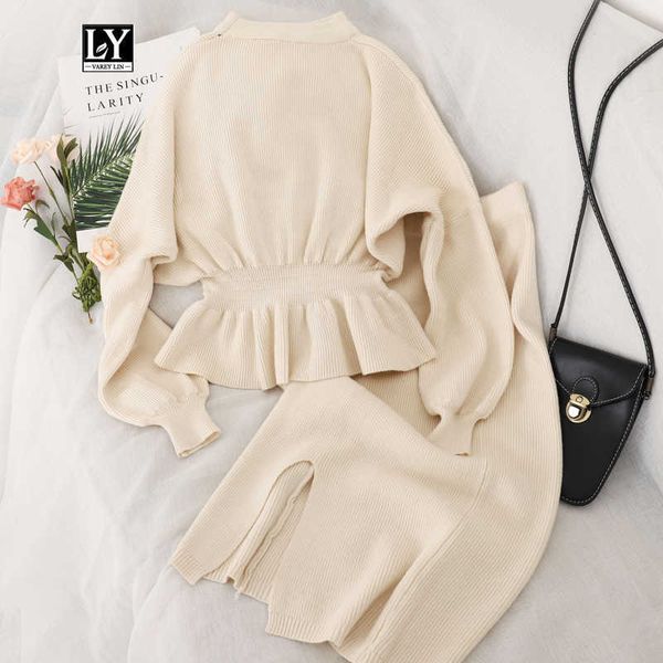 ly varey lin women knitted suits autumn winter batwing sleeve 2 pieces set office lady elegant jumper + pencil skirt suit 210526, White
ly varey lin women knitted suits autumn winter batwing sleeve 2 pieces set office lady elegant jumper + pencil skirt suit 210526, White