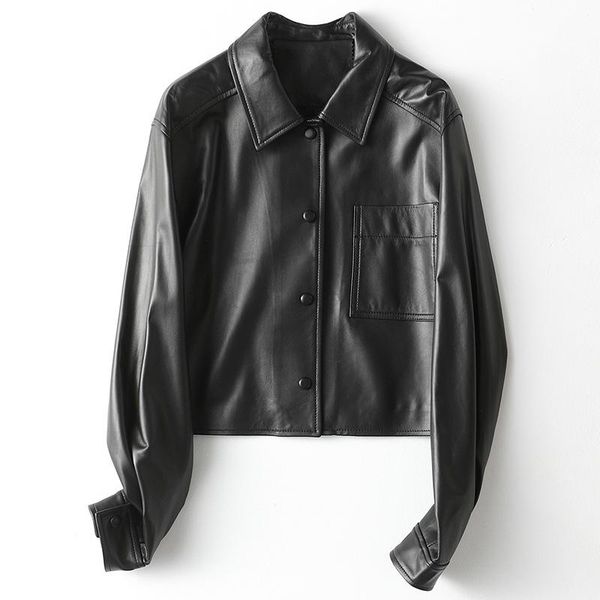 women's leather & faux st25 casual oversized buttons down ladies fashion real sheep jacket, Black
women's leather & faux st25 casual oversized buttons down ladies fashion real sheep jacket, Black