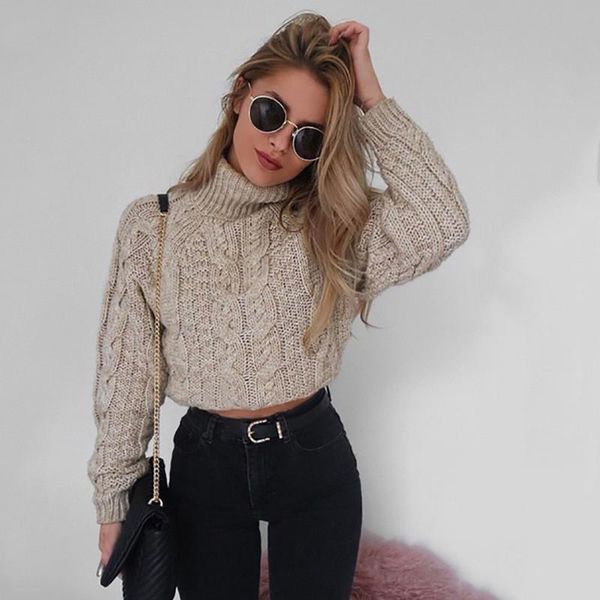 women's sweaters autumn winter women twist open navel sweater solid color turtleneck long sleeve jumper cotton blended, White;black
women's sweaters autumn winter women twist open navel sweater solid color turtleneck long sleeve jumper cotton blended, White;black