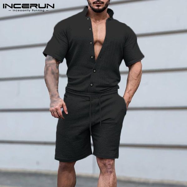 men's tracksuits 2021 fashion men sets solid color short sleeve button shirt drawstring shorts streetwear workout casual suits incerun, Gray
men's tracksuits 2021 fashion men sets solid color short sleeve button shirt drawstring shorts streetwear workout casual suits incerun, Gray
