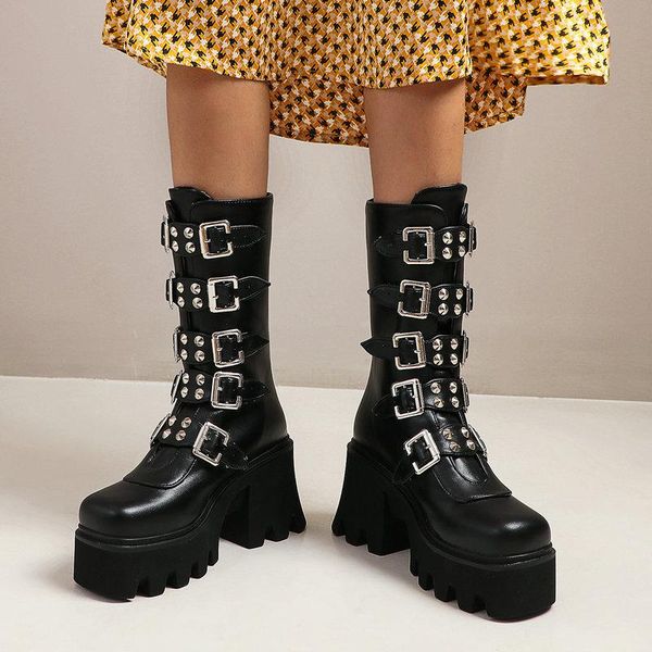 boots fashion platform women thick high heel mid calf buckle motorcycle women's autumn winter ladies shoes, Black
boots fashion platform women thick high heel mid calf buckle motorcycle women's autumn winter ladies shoes, Black