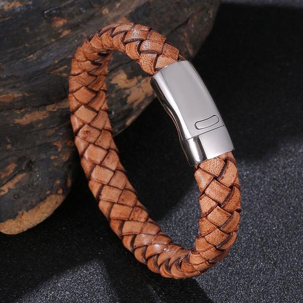 charm bracelets vintage brown genuine leather braided bracelet men fashion stainless steel wristband bangles male gift punk jewelry sp1162, Golden;silver
charm bracelets vintage brown genuine leather braided bracelet men fashion stainless steel wristband bangles male gift punk jewelry sp1162, Golden;silver