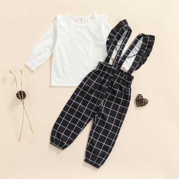 clothing sets 2pcs children's solid color long sleeves pullover plaid print suspender pants toddler girls spring fall 18m-5t, White
clothing sets 2pcs children's solid color long sleeves pullover plaid print suspender pants toddler girls spring fall 18m-5t, White