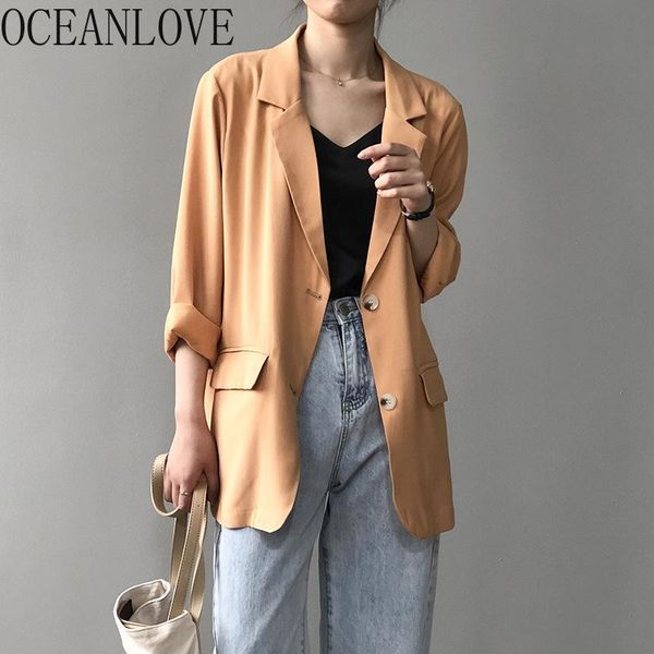 women's suits & blazers oceanlove 2021 blazer women solid ol work fashion summer thin feminino korean sunscreen ropa mujer 16401, White;black
women's suits & blazers oceanlove 2021 blazer women solid ol work fashion summer thin feminino korean sunscreen ropa mujer 16401, White;black