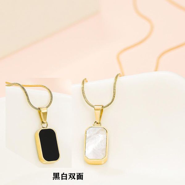 pendant necklaces style double-sided black white enamel natural shell square necklace for women titanium steel party jewelry, Silver
pendant necklaces style double-sided black white enamel natural shell square necklace for women titanium steel party jewelry, Silver