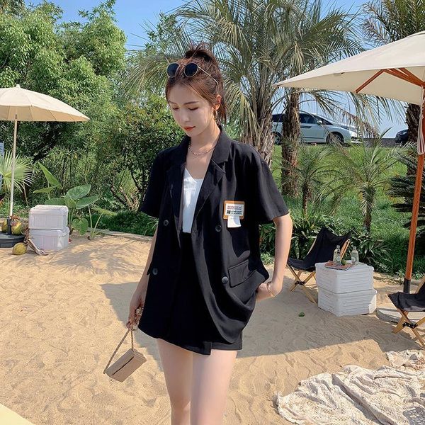 women's suits & blazers 2021 summer casual suit shorts set small thin short sleeve temperament two piece, White;black
women's suits & blazers 2021 summer casual suit shorts set small thin short sleeve temperament two piece, White;black