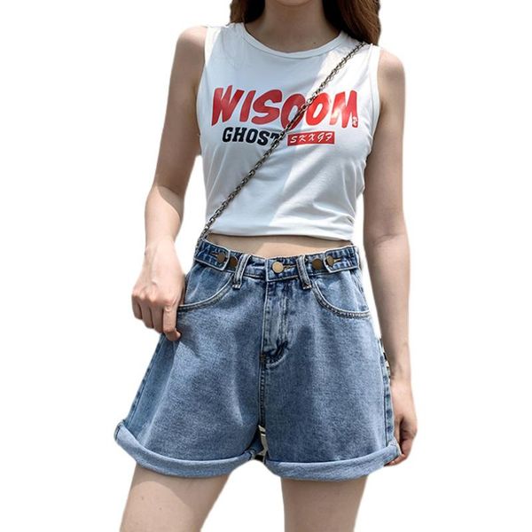 women's shorts 2021 denim short jeans cotton gray blue wide leg button vintage high waist womens casual summer, White;black
women's shorts 2021 denim short jeans cotton gray blue wide leg button vintage high waist womens casual summer, White;black