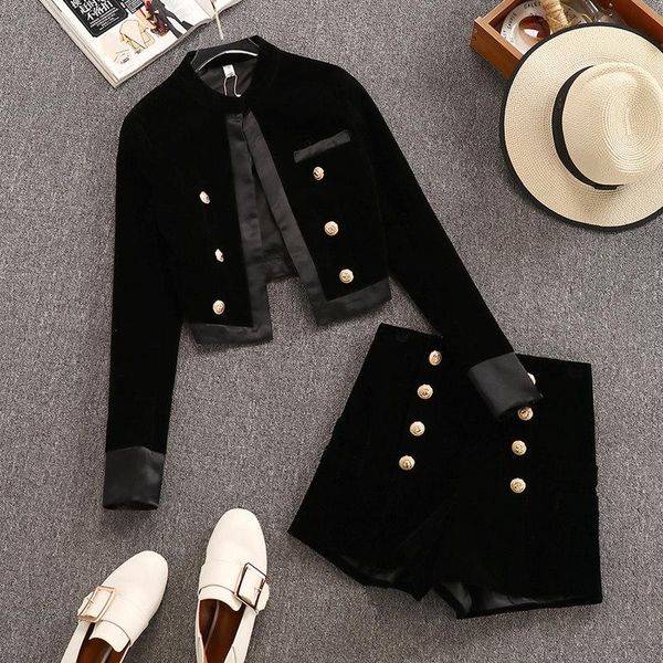 women's short set 2021 spring and autumn small blazer coat gold velvet pants two-piece suit retro style tracksuits, Gray
women's short set 2021 spring and autumn small blazer coat gold velvet pants two-piece suit retro style tracksuits, Gray
