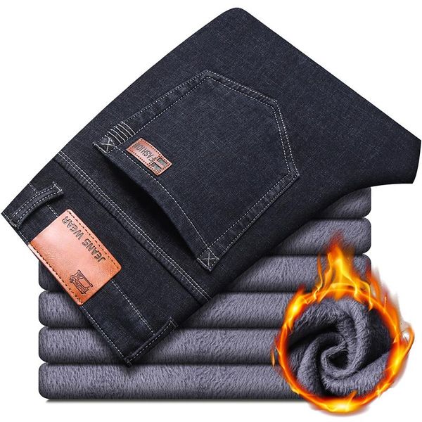 men's jeans classic plus velvet thick black 2021 winter business casual denim trousers male stretch straight jean warm pants, Blue
men's jeans classic plus velvet thick black 2021 winter business casual denim trousers male stretch straight jean warm pants, Blue