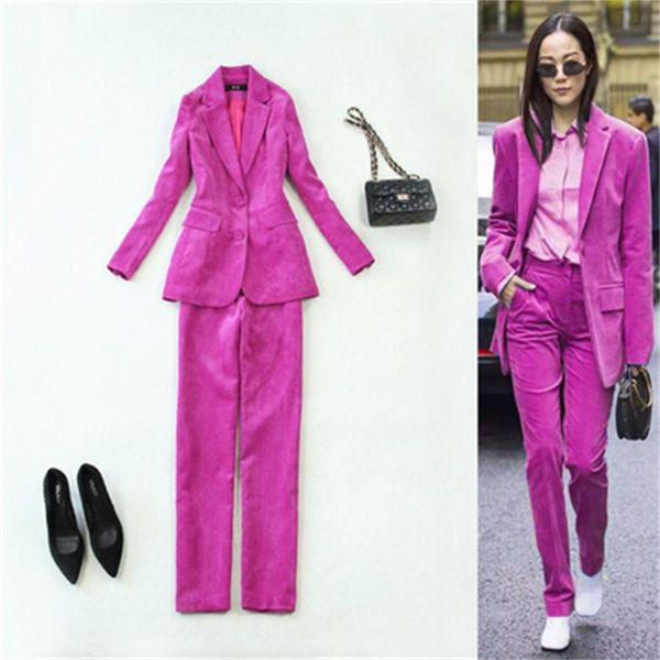 fashion suit female plus size autumn and winter corduroy casual + trousers two-piece ol women women's two piece pants, White
fashion suit female plus size autumn and winter corduroy casual + trousers two-piece ol women women's two piece pants, White
