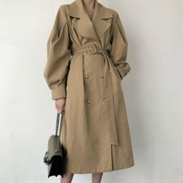 women's trench coats coat spring 2021 black overcoats pockets khaki casual long sleeve korean female lady work outwear, Tan;black
women's trench coats coat spring 2021 black overcoats pockets khaki casual long sleeve korean female lady work outwear, Tan;black