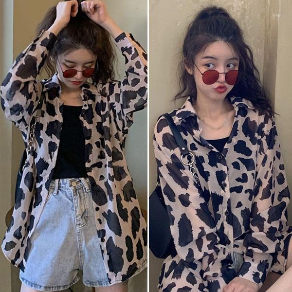 women's blouses & shirts women loose retro hong kong-flavored long-sleeved leopard print summer sunscreen shirt jacket, White
women's blouses & shirts women loose retro hong kong-flavored long-sleeved leopard print summer sunscreen shirt jacket, White