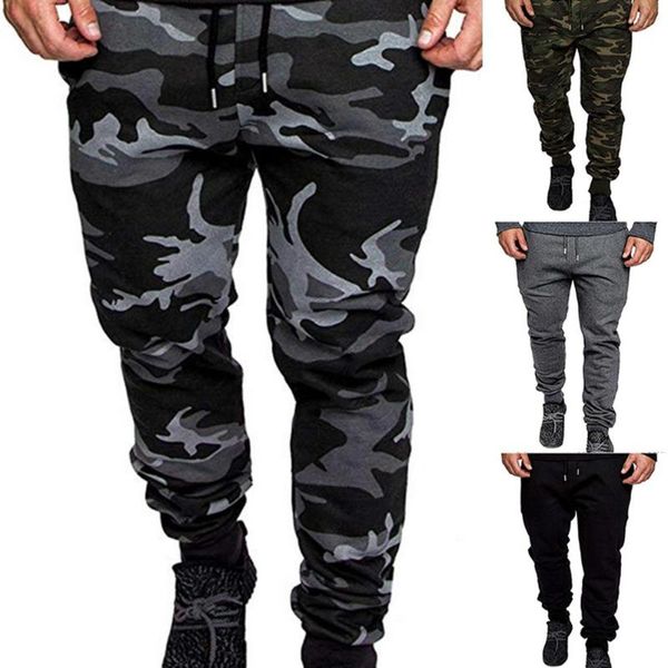 men camouflage solid color elastic waistband drawstring pockets sports pants gym training running trousers men's, Black
men camouflage solid color elastic waistband drawstring pockets sports pants gym training running trousers men's, Black