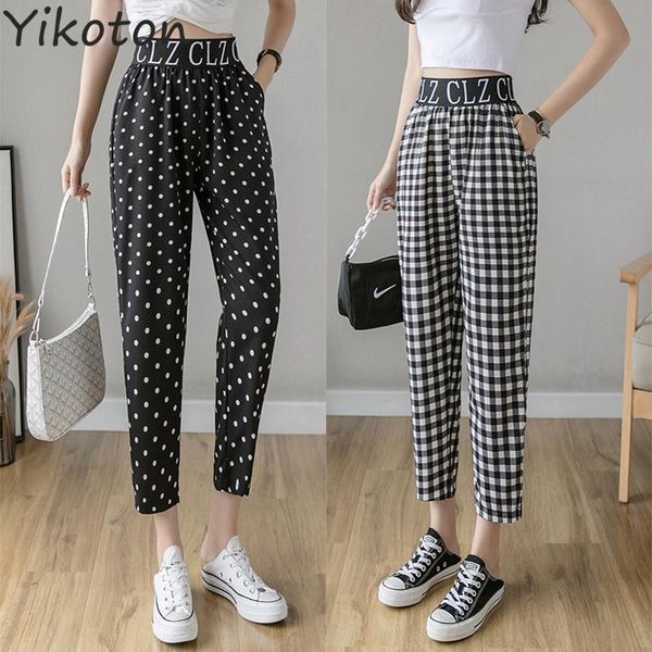women's pants & capris fashion high and elastic waist cropped trousers letter polka dot harem with pocket casual plaid femme pant 2021, Black;white
women's pants & capris fashion high and elastic waist cropped trousers letter polka dot harem with pocket casual plaid femme pant 2021, Black;white