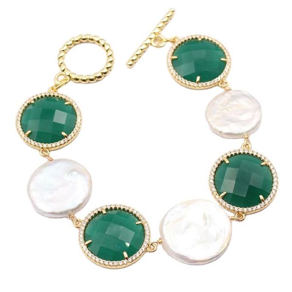 beaded, strands guaiguai jewelry natural white coin pearl gold color plated cz green jades connector bracelet handmade for women lady, Black
beaded, strands guaiguai jewelry natural white coin pearl gold color plated cz green jades connector bracelet handmade for women lady, Black