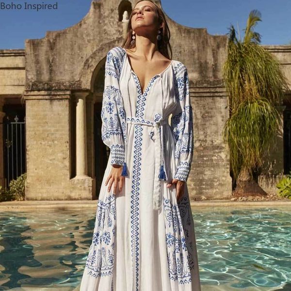 BOHO INSPIRED Moroccan embroidery Maxi Dress self tie boho dress v-neck tassle tie white dress female 2021 Spring summer, Default color
BOHO INSPIRED Moroccan embroidery Maxi Dress self tie boho dress v-neck tassle tie white dress female 2021 Spring summer, Default color