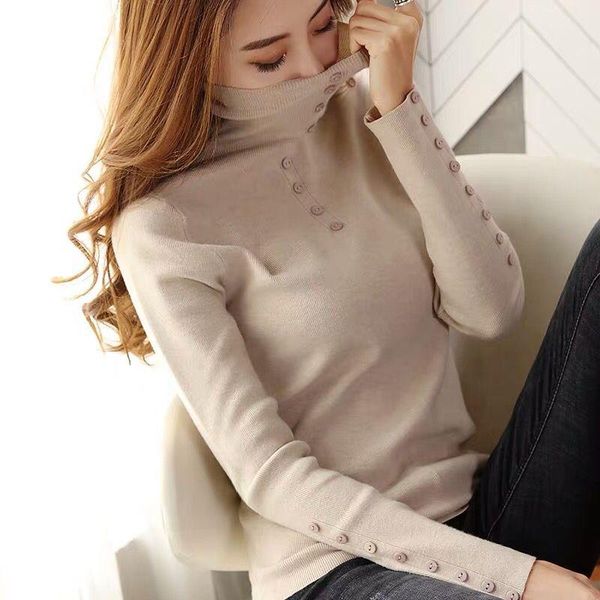 women's sweaters women turtleneck pullovers autumn winter solid long sleeve knitting button sweater female bottoming knitwear pull femm, White;black
women's sweaters women turtleneck pullovers autumn winter solid long sleeve knitting button sweater female bottoming knitwear pull femm, White;black