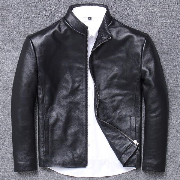 men's leather & faux high archives head layer cowhide genuine clothing man stand lead single skin jacket middle age leisure vintage, Black
men's leather & faux high archives head layer cowhide genuine clothing man stand lead single skin jacket middle age leisure vintage, Black