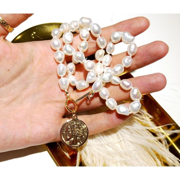 lii ji white baroque pearl necklace gold color fashion style coin charm choker necklace 45cm for women girl jewelry gift y1220, Silver
lii ji white baroque pearl necklace gold color fashion style coin charm choker necklace 45cm for women girl jewelry gift y1220, Silver