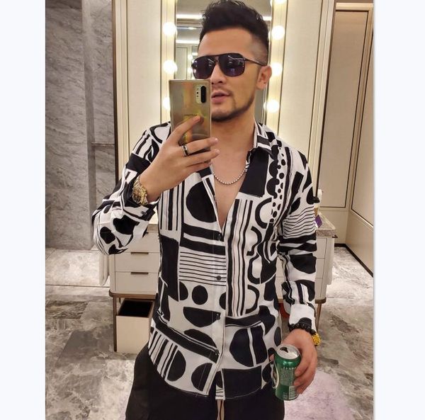 summer drape thin men's floral shirt loose printed fashion s951 casual shirts, White;black
summer drape thin men's floral shirt loose printed fashion s951 casual shirts, White;black