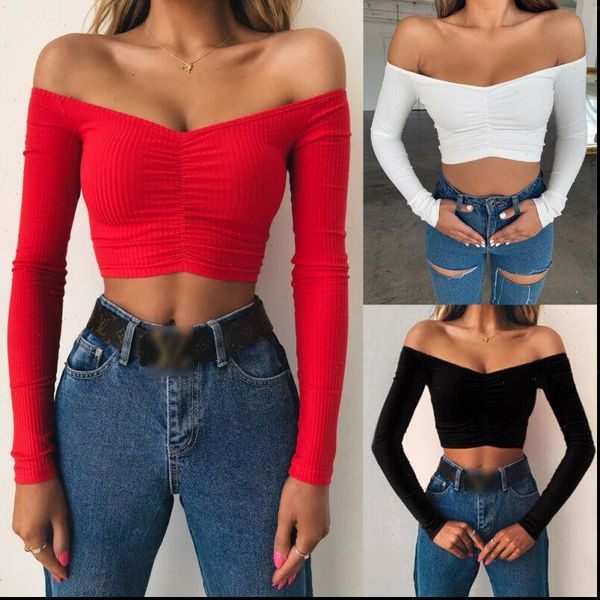 women ladies blouses off shoulder long sleeve shirts casual slim solid bare belly blouse fashion female slash neck crop, White
women ladies blouses off shoulder long sleeve shirts casual slim solid bare belly blouse fashion female slash neck crop, White