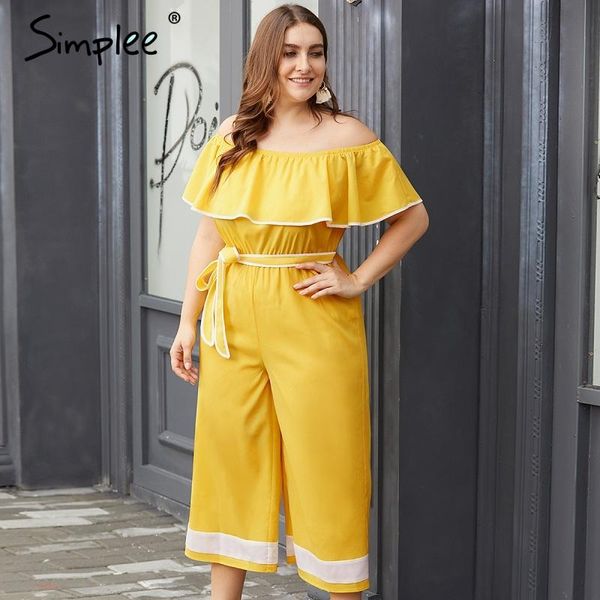 women's jumpsuits & rompers simplee elegant elastic off shoulder women jumpsuit ruffled sashes female romper wide-leg ladies long overa, Black;white
women's jumpsuits & rompers simplee elegant elastic off shoulder women jumpsuit ruffled sashes female romper wide-leg ladies long overa, Black;white
