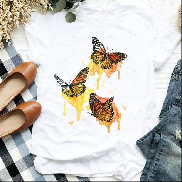 90s watercolor butterfly trend cartoon womens t shirts print fashion tee clothes graphic, White
90s watercolor butterfly trend cartoon womens t shirts print fashion tee clothes graphic, White
