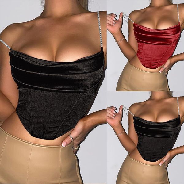 chic solid color womens cami gothic pu corset drill strappy crop all match sling slim short umbilical vest, White
chic solid color womens cami gothic pu corset drill strappy crop all match sling slim short umbilical vest, White