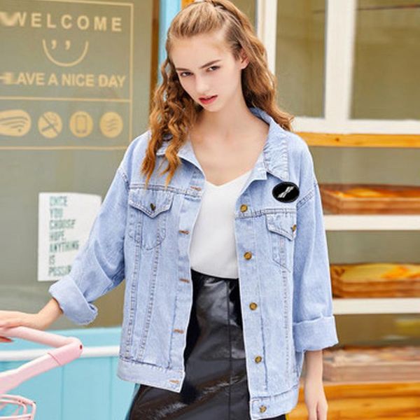 women's jackets autumn cotton casual denim jacket women loose pocket long sleeves coats street wear blue solid student outwear fashion, Black;brown
women's jackets autumn cotton casual denim jacket women loose pocket long sleeves coats street wear blue solid student outwear fashion, Black;brown