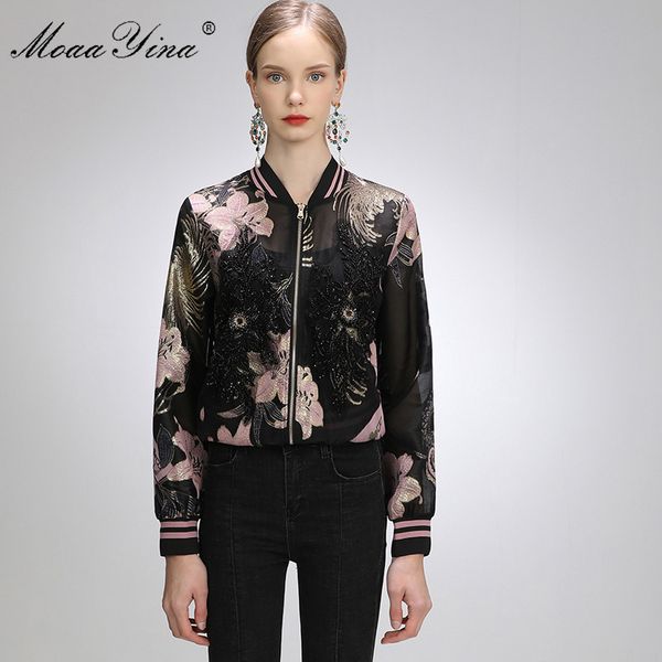 fashion designer long sleeve jacket jacket spring summer women's flower beading casual elegant short 210524, Black;brown
fashion designer long sleeve jacket jacket spring summer women's flower beading casual elegant short 210524, Black;brown