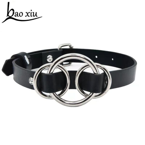 trendy women punk rock harajuku crystal necklace big metal round pendant pu leather collar choker jewelry chokers, Golden;silver
trendy women punk rock harajuku crystal necklace big metal round pendant pu leather collar choker jewelry chokers, Golden;silver
