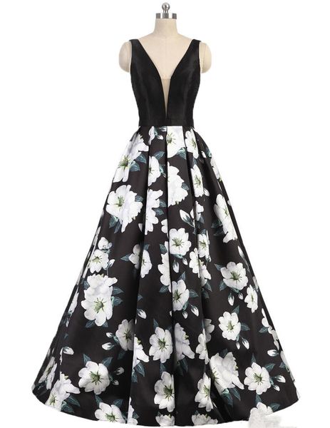 new arrival a-line deep v-neck backless floo-length prom dress sleeveless printed bridal gown, Black
new arrival a-line deep v-neck backless floo-length prom dress sleeveless printed bridal gown, Black