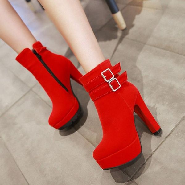 boots lasyarrow wholesale ankle thick high heels women buckle round toe platform ladies shoes large sizes 34-50, Black
boots lasyarrow wholesale ankle thick high heels women buckle round toe platform ladies shoes large sizes 34-50, Black