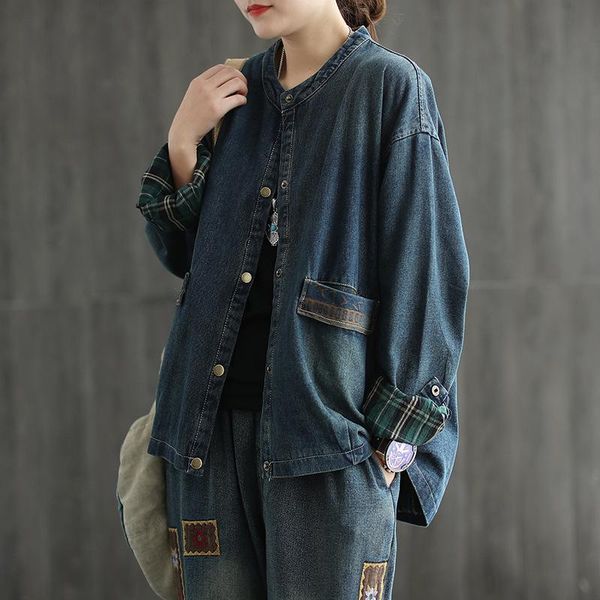 women's jackets women clothing spring autumn winter loose long sleeve patchwork plus size big coat denim jacket, Black;brown
women's jackets women clothing spring autumn winter loose long sleeve patchwork plus size big coat denim jacket, Black;brown