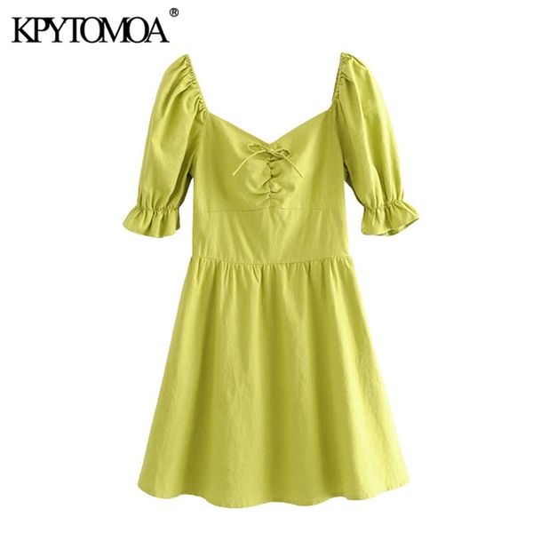 women chic fashion puff sleeve ruffle mini dress tied v neck side zipper back elastic female dresses mujer 210420, Black;gray 
women chic fashion puff sleeve ruffle mini dress tied v neck side zipper back elastic female dresses mujer 210420, Black;gray