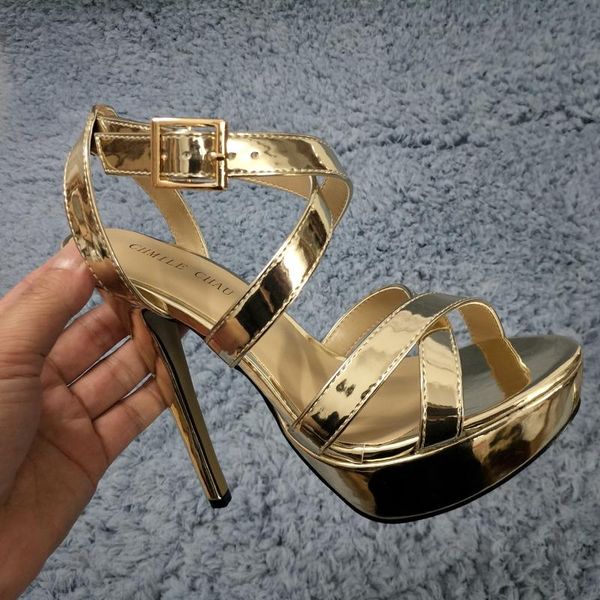 dress shoes gold patent high heel party women sandals summer open toe buckle ankle strap stiletto platform 14cm heels shoe, Black
dress shoes gold patent high heel party women sandals summer open toe buckle ankle strap stiletto platform 14cm heels shoe, Black