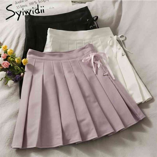 bow lace up skirt for women high waist casual a-line white pleated spring summer korean fashion mini skirts 210607, Black
bow lace up skirt for women high waist casual a-line white pleated spring summer korean fashion mini skirts 210607, Black