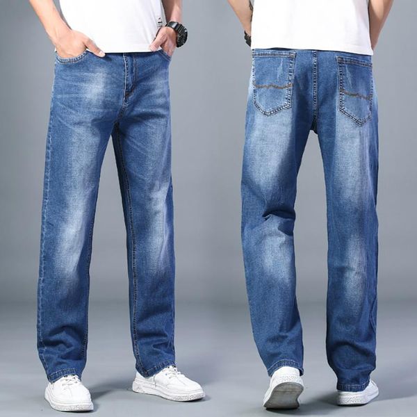 men's jeans 2021 brand oversize pants thin soft casual fashion clothing baggy man classic straight stretch homme denim trousers, Blue
men's jeans 2021 brand oversize pants thin soft casual fashion clothing baggy man classic straight stretch homme denim trousers, Blue