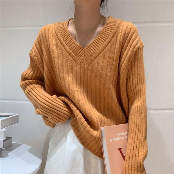 women's sweaters fashion vintage solid sweater thick soft warm loose v-neck good pullover female long sleeve fall winter korea, White;black
women's sweaters fashion vintage solid sweater thick soft warm loose v-neck good pullover female long sleeve fall winter korea, White;black