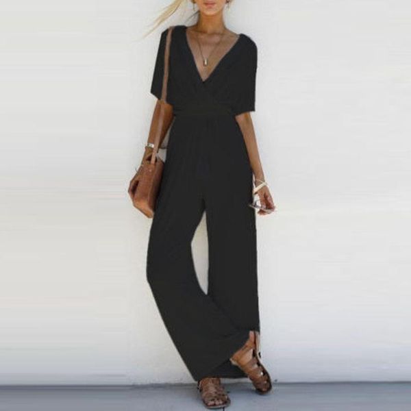 women's jumpsuits & rompers women v neck loose playsuit party ladies romper office lady short sleeve long solid jumpsuit s-xl, Black;white
women's jumpsuits & rompers women v neck loose playsuit party ladies romper office lady short sleeve long solid jumpsuit s-xl, Black;white