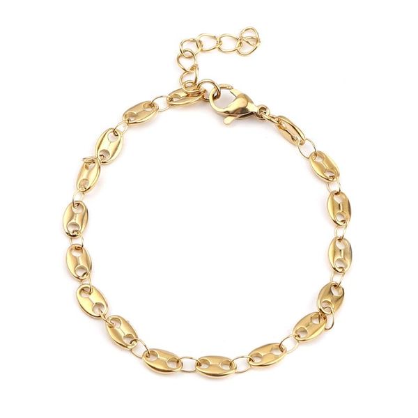 link, chain 1 piece coffee bean stainless steel bracelets gold color silver trendy cuban men women bracelet party jewelry 18.5cm, Black
link, chain 1 piece coffee bean stainless steel bracelets gold color silver trendy cuban men women bracelet party jewelry 18.5cm, Black