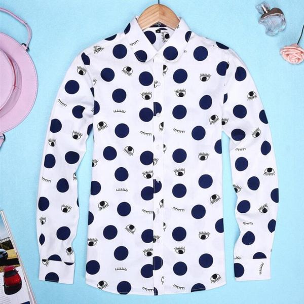 spring women blouse 2021 eye dot print shirt female long sleeve casual turn-down collar ol style loose blouses women's & shirts, White
spring women blouse 2021 eye dot print shirt female long sleeve casual turn-down collar ol style loose blouses women's & shirts, White