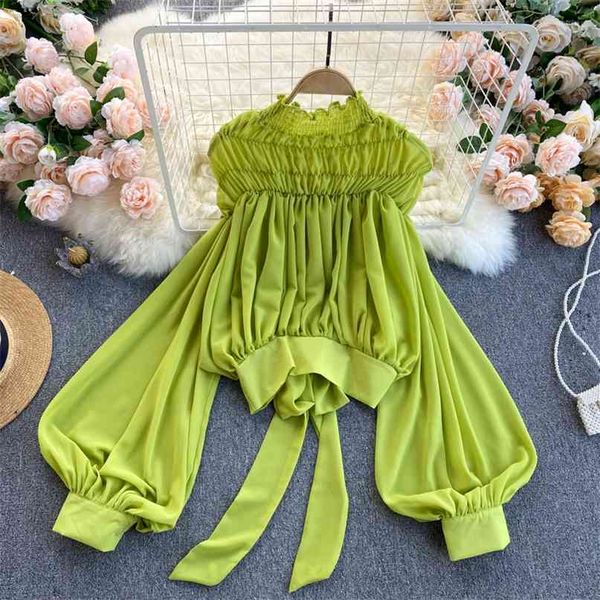women fashion spring summer pleated elastic stand-neck long sleeve shirt solid color blusa mujer blouse r876 210527, White
women fashion spring summer pleated elastic stand-neck long sleeve shirt solid color blusa mujer blouse r876 210527, White
