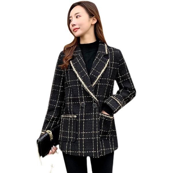 women's suits & blazers spring autumn black plaid blazer women clothes splicing fashion single-breasted jacket ladies slim wool bl, White;black
women's suits & blazers spring autumn black plaid blazer women clothes splicing fashion single-breasted jacket ladies slim wool bl, White;black