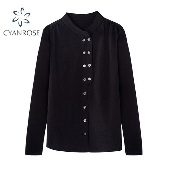 black basic blouses women's summer elegant office ladies long sleeve shirt fashion korean double breasted straight 210515, White
black basic blouses women's summer elegant office ladies long sleeve shirt fashion korean double breasted straight 210515, White