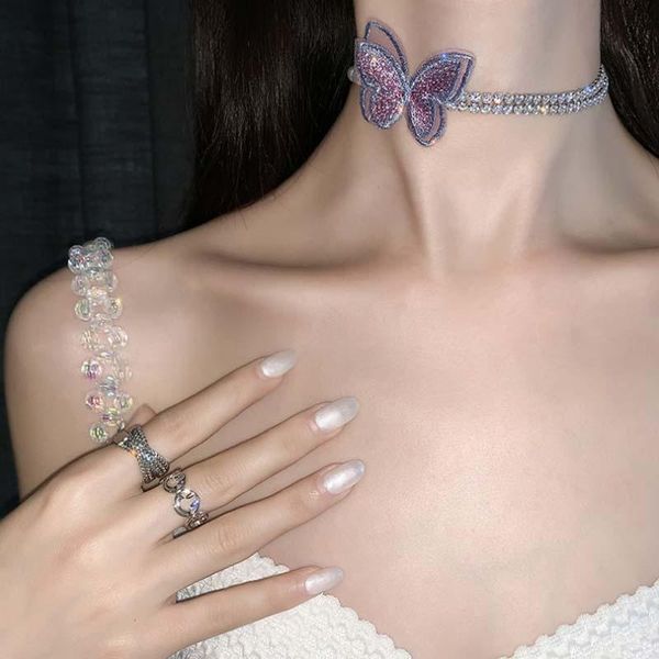 chokers 2021 purple butterfly choker necklace for women girl vintage crystal imitation pearl clavicle chain fashion jewelry, Golden;silver
chokers 2021 purple butterfly choker necklace for women girl vintage crystal imitation pearl clavicle chain fashion jewelry, Golden;silver