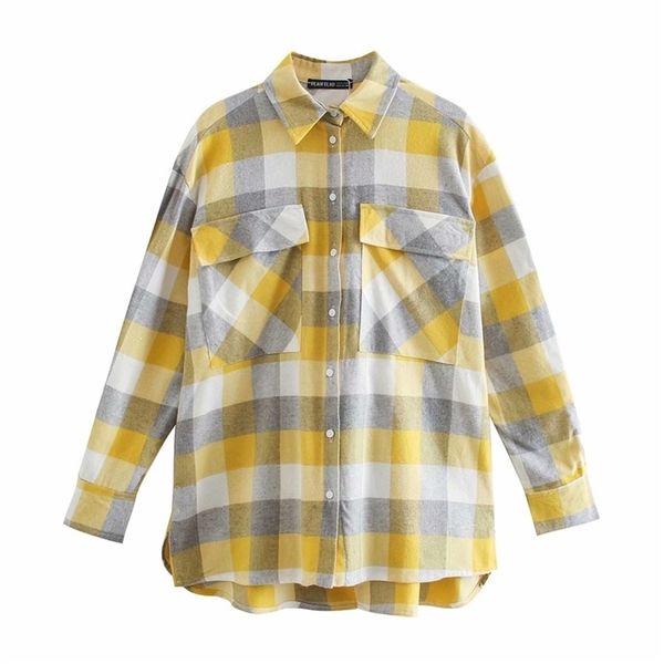 streetwear women yellow plaid shirts fashion ladies cotton loose causal female chic pocket button blouses 210527, White
streetwear women yellow plaid shirts fashion ladies cotton loose causal female chic pocket button blouses 210527, White
