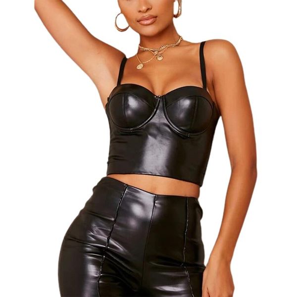 women solid color pu leather sling vest, v-neck backless slim midriff-baring waistcoat, daily life fashion 2021 women's tanks & camis, White
women solid color pu leather sling vest, v-neck backless slim midriff-baring waistcoat, daily life fashion 2021 women's tanks & camis, White