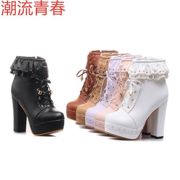 boots spring autumn heels leather ankle women fashion lace round toe microfiber shoes woman occident 35-43 big yards, Black
boots spring autumn heels leather ankle women fashion lace round toe microfiber shoes woman occident 35-43 big yards, Black
