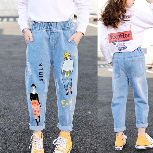 fashion cartoon jeans for girls teenage children elastic waist denim pants kids trousers clothes 4-13t, Blue
fashion cartoon jeans for girls teenage children elastic waist denim pants kids trousers clothes 4-13t, Blue